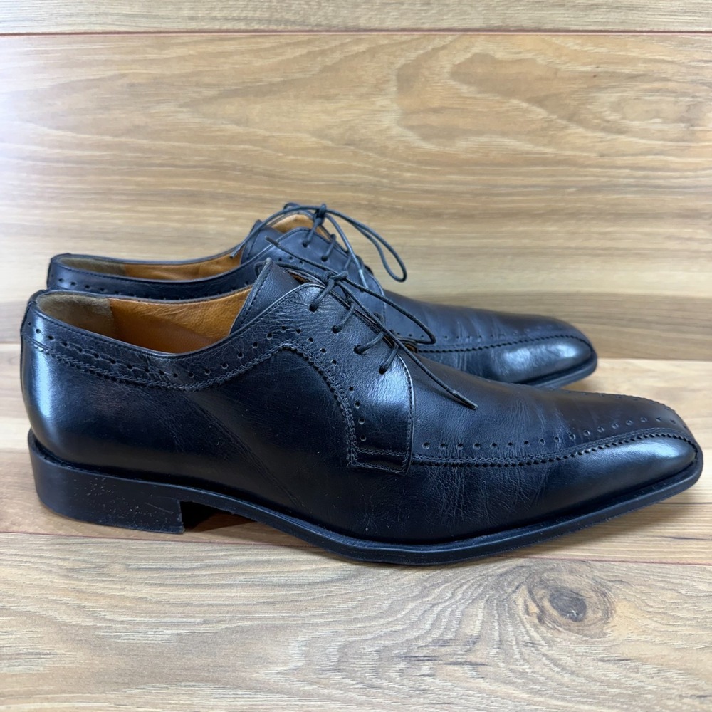 Moreschi Italian Leather Derby Mens‎ 10 Black Leather Dress Shoes